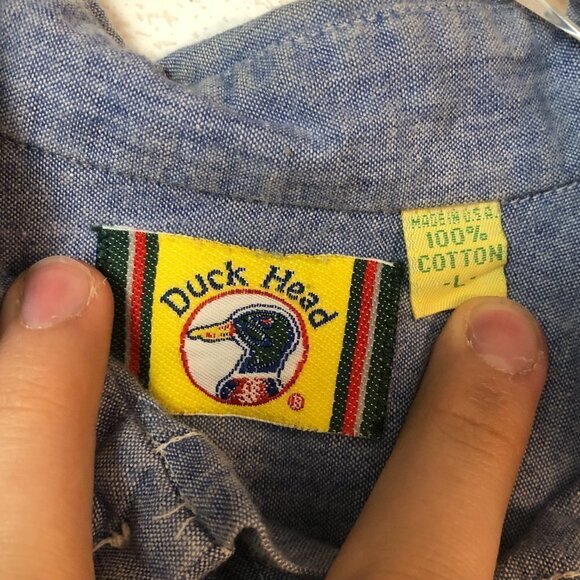 Duck Head Vintage Chambray Cotton Button Down Shirt Made in USA Men's Size L - Picture 2 of 5